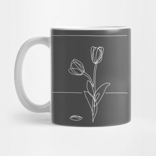 Tulip Flower Line Drawing - White Mug